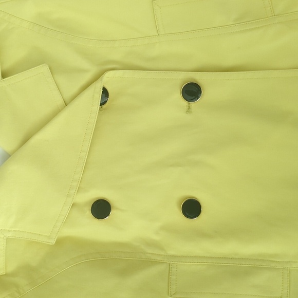 Banana Republic Yellow Cropped Pea Coat Trenchcoat Double-Breasted Style Sz M - Picture 3 of 9